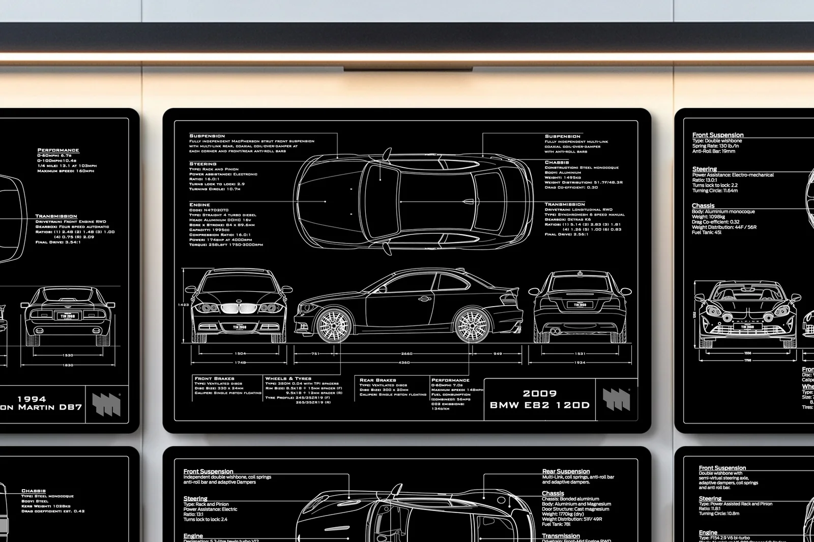 2009 BMW E82 120D, close on the workshop wall