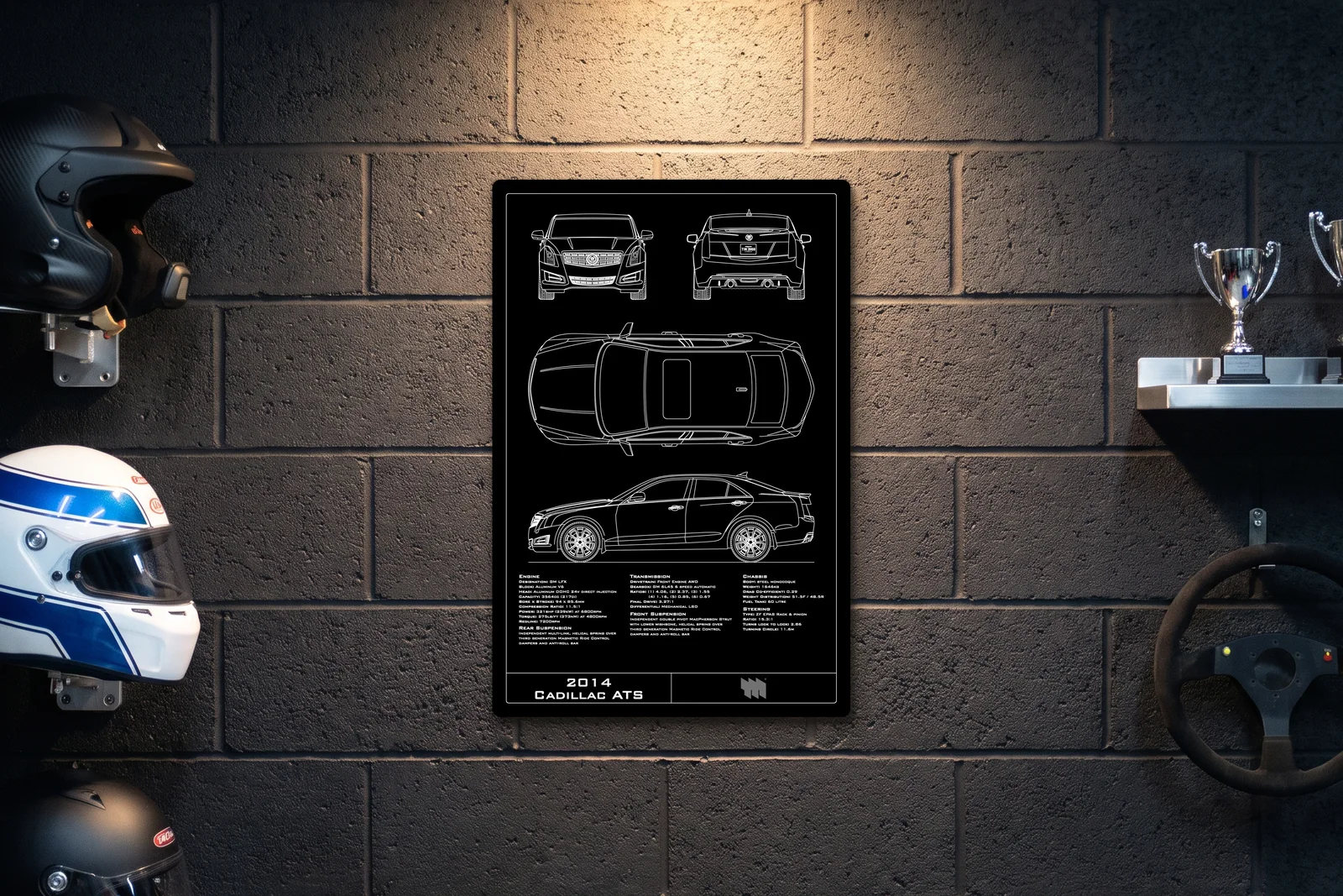 2014 Cadillac ATS, on a racing wall, portrait