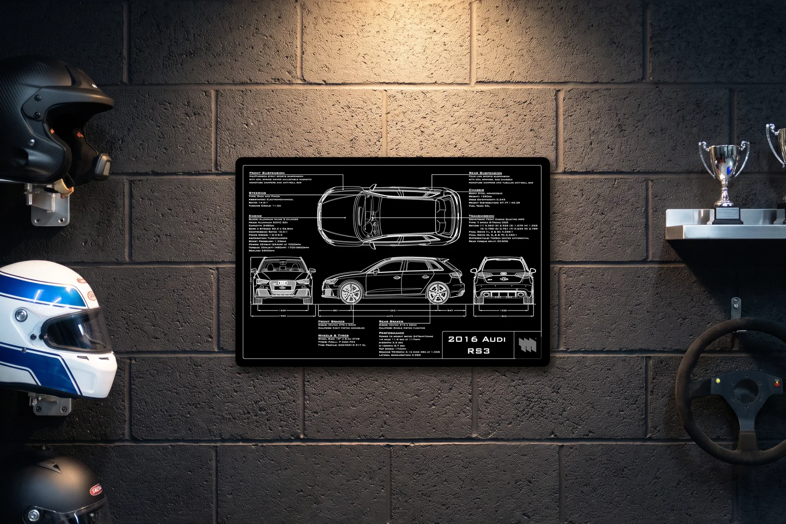 2016 Audi RS3, on a racing wall, landscape