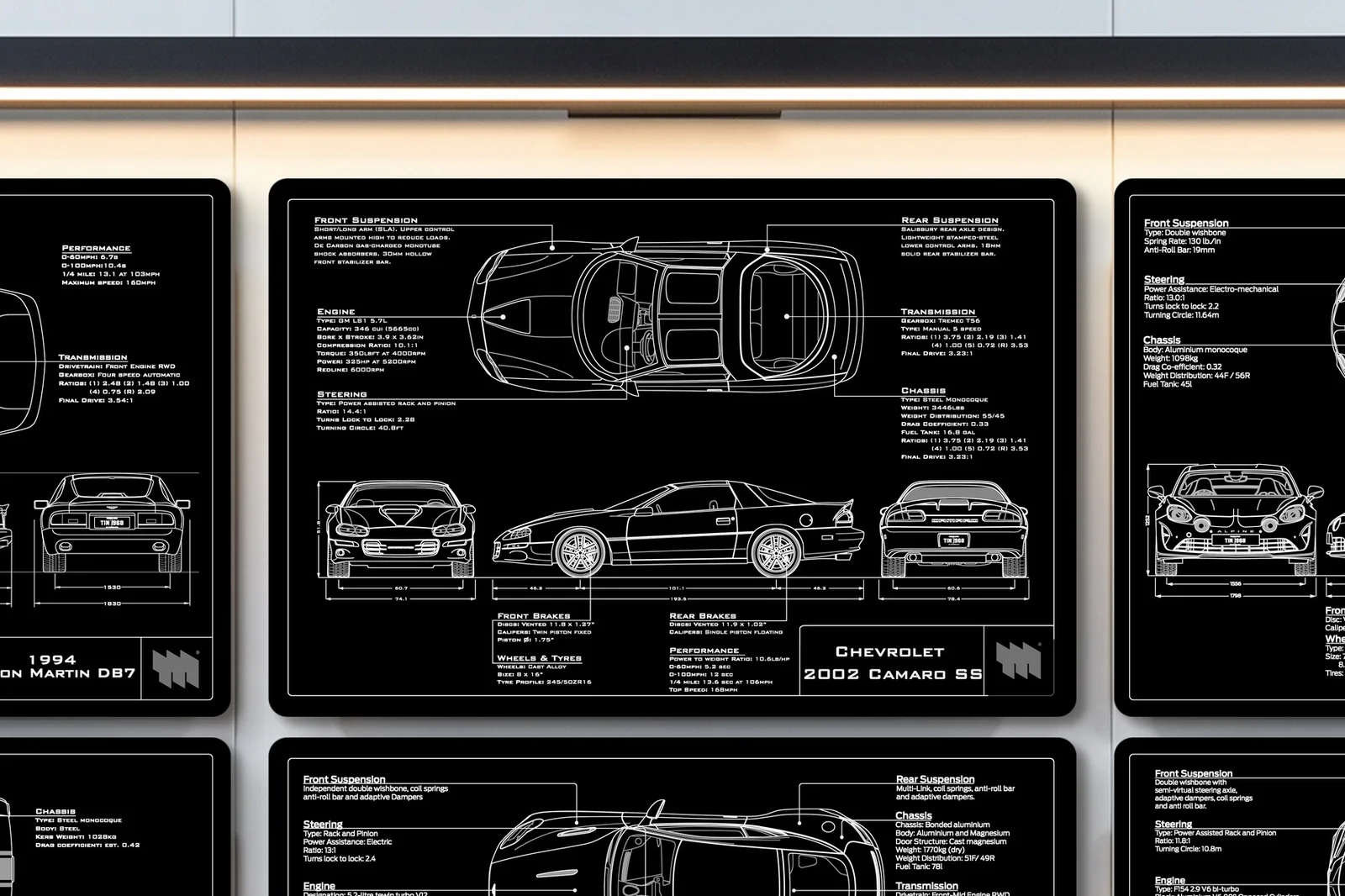 Chevrolet 2002 Camaro SS, close on the workshop wall
